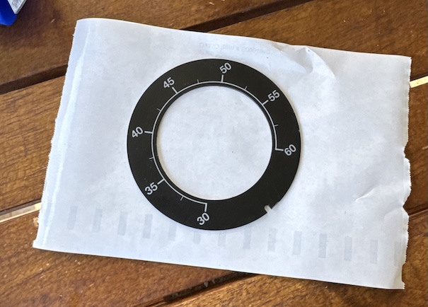 Close up of the mower dial