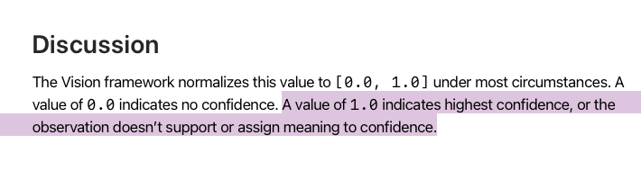 Confidence value code screenshot