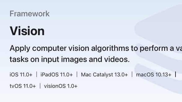Header graphic for the Vision framework article.