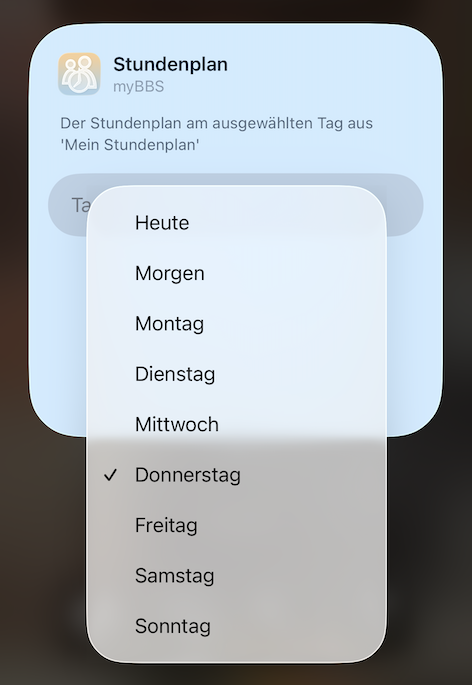 Widget picker screen
