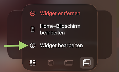 Widget settings screen